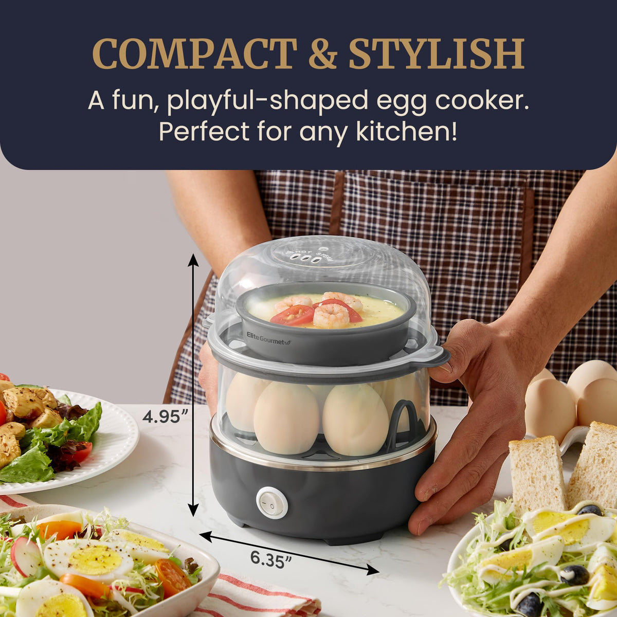 Elite Gourmet EGC1215B poaching tray for gentle egg poaching