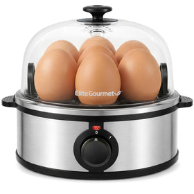Elite Gourmet EGC648 egg-cooker-base enabling quick, hands-free breakfast prep.