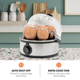 Elite Gourmet EGC724SS egg cooker with trays installed for seven eggs