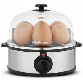 Elite Gourmet EGC724SS egg cooker top view on counter for quick breakfasts