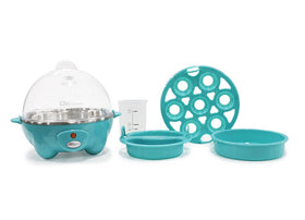 Elite Gourmet egg poaching tray enables two eggs for a fast, light meal.