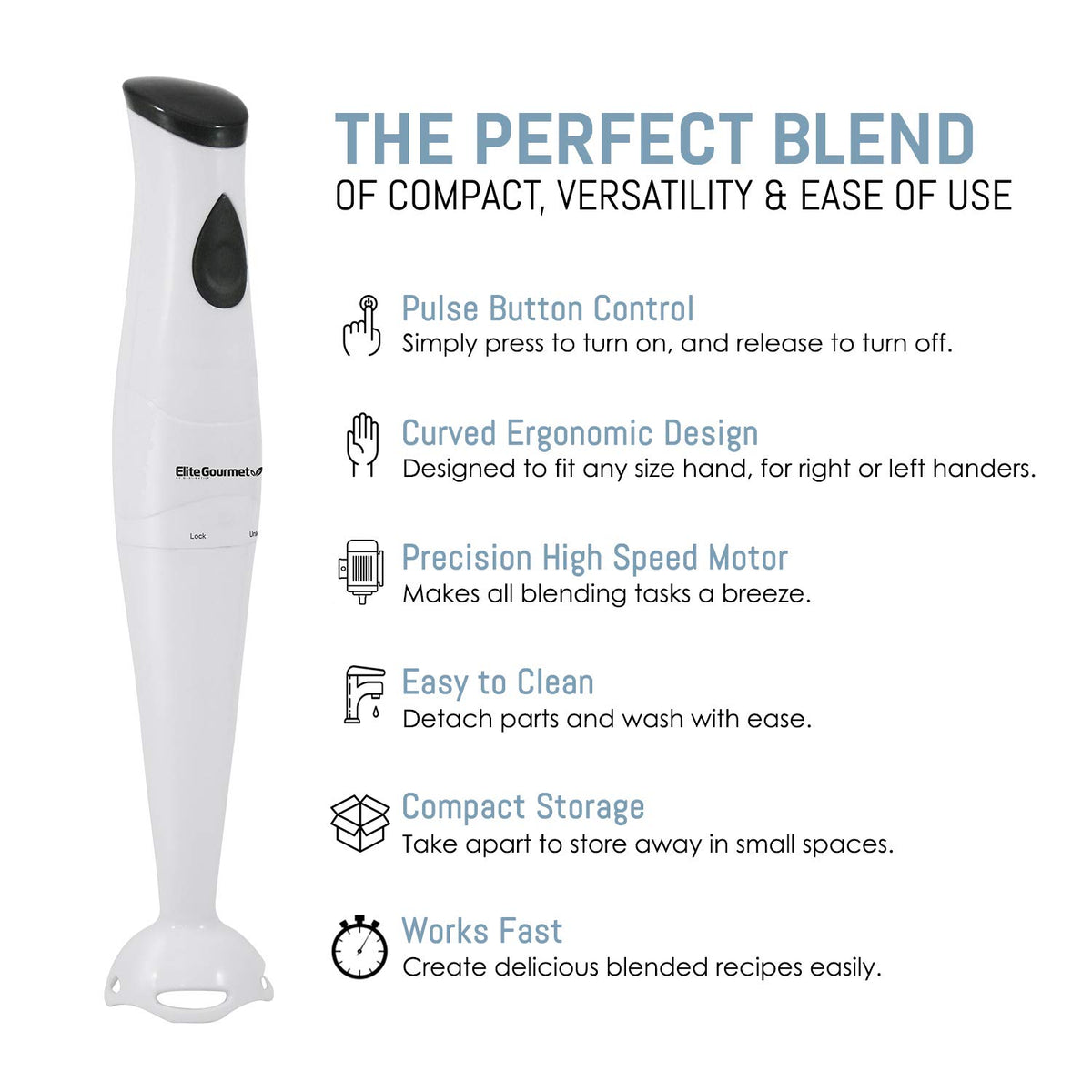 Elite Gourmet EHB-2425X detachable wand ready for dishwasher cleaning