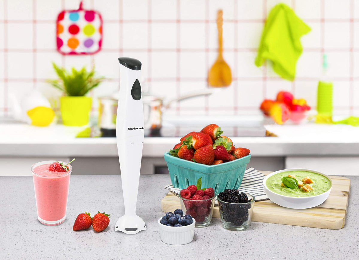 Elite Gourmet EHB-2425X blending directly in pots and bowls