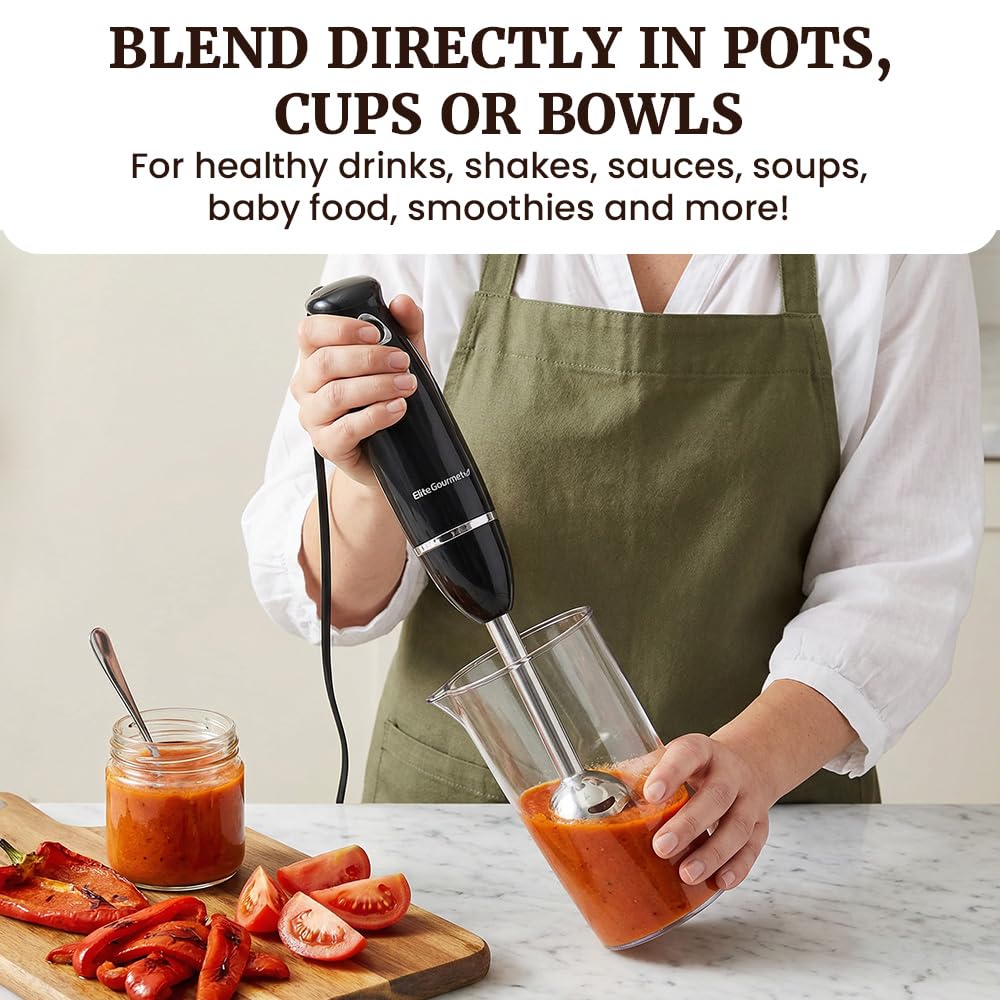 Elite Gourmet EHB1015 two-speed control for versatile blending tasks.