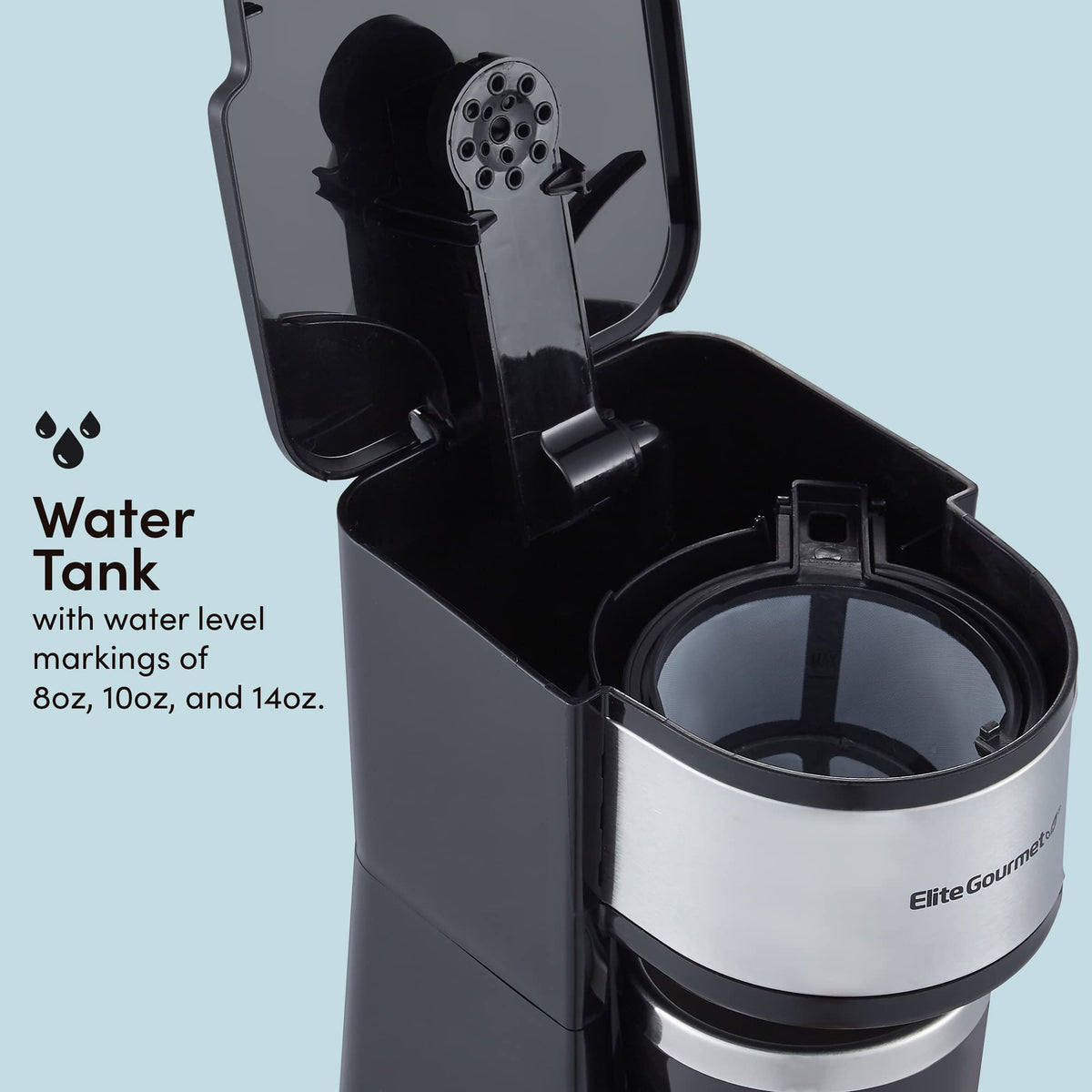 Elite Gourmet EHC-112B compact design suits small kitchens and travel setups.