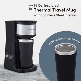 Elite Gourmet EHC-112B one-touch brew button enables quick coffee for busy mornings.