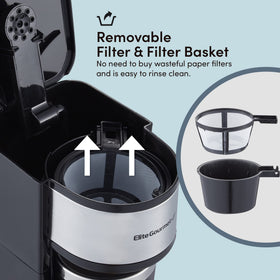 Elite Gourmet EHC-112B fits under most dispensers for spill-free refills.