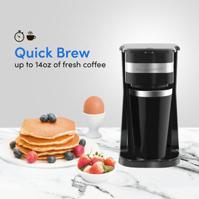 Elite Gourmet EHC111A travel mug 14oz fits under the dispenser