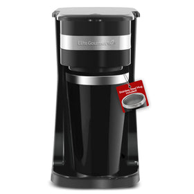Elite Gourmet EHC113 coffee maker front view, compact design for small spaces.
