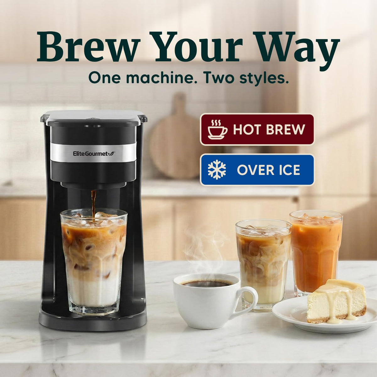 Compact dorm or office kitchen setup featuring Elite Gourmet EHC113.