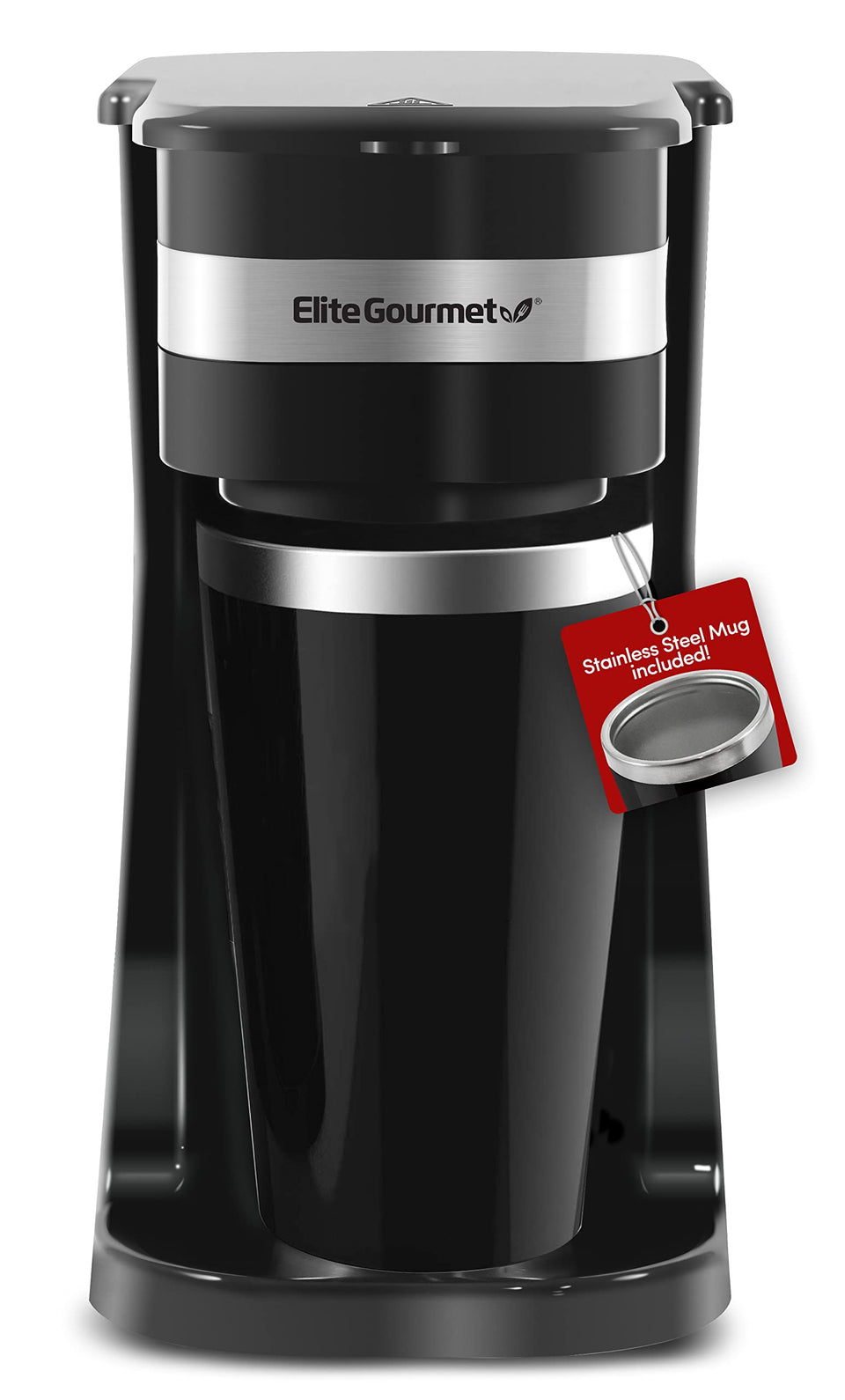 Elite Gourmet EHC114 coffee maker front view for compact spaces