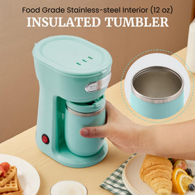 Elite Gourmet EHC242M compact personal coffee maker in a small kitchen.