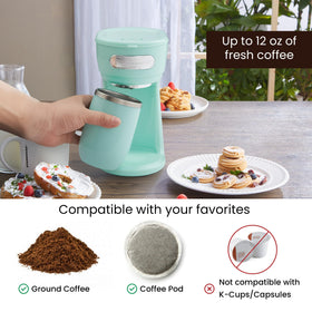 Elite Gourmet EHC242M one-touch operation for quick coffee brewing.