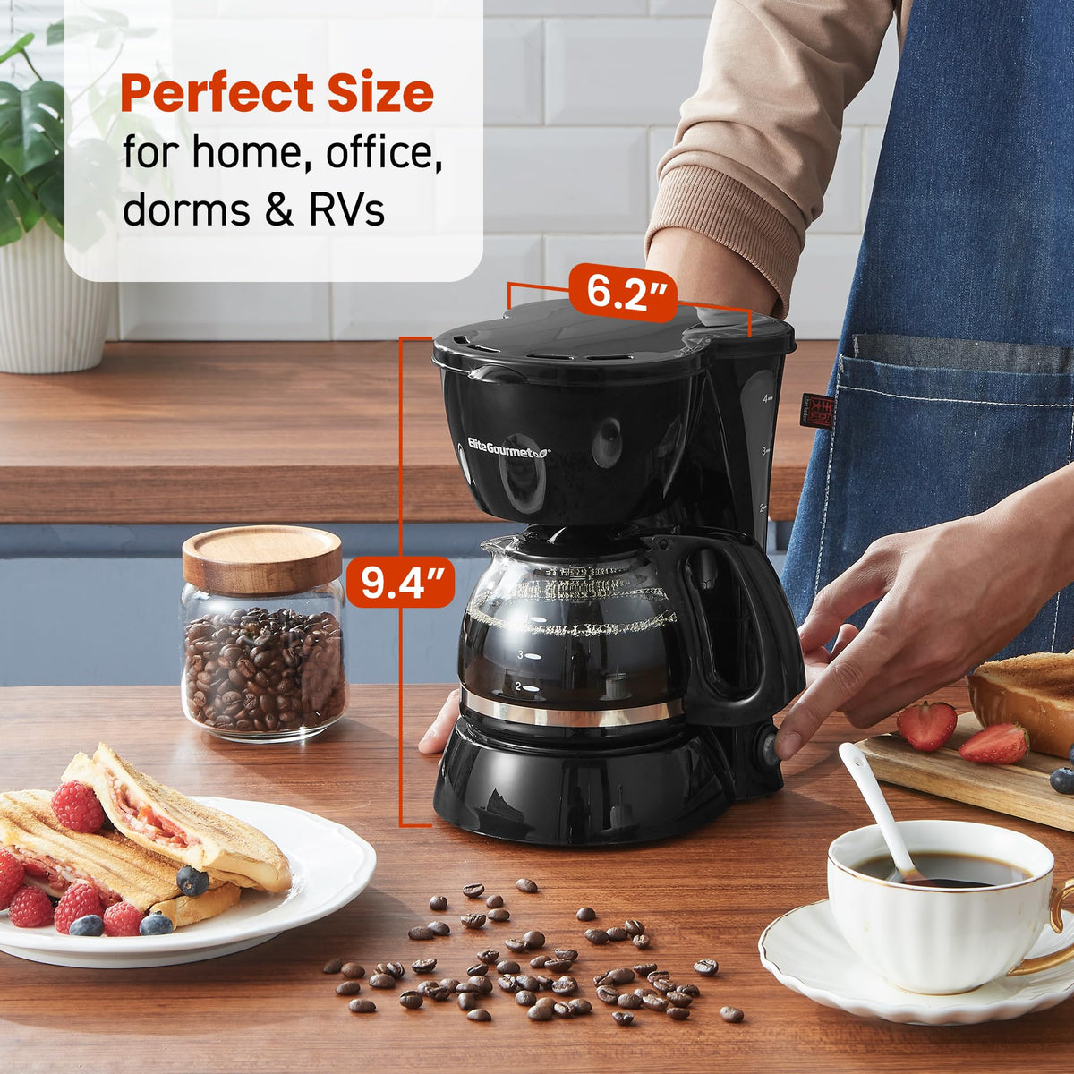 Elite Gourmet EHC4128 keep warm keeps your fresh brew ready for later.