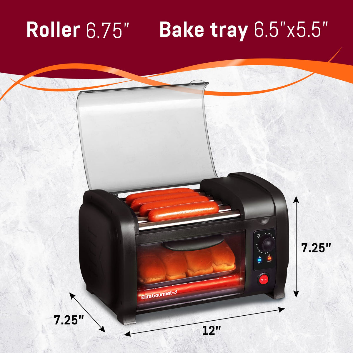 Elite Gourmet EHD-051BX slide-out crumb tray for quick disposal.