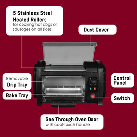 Elite Gourmet EHD-051BX oil-retaining tray simplifies cleanup after sausages.