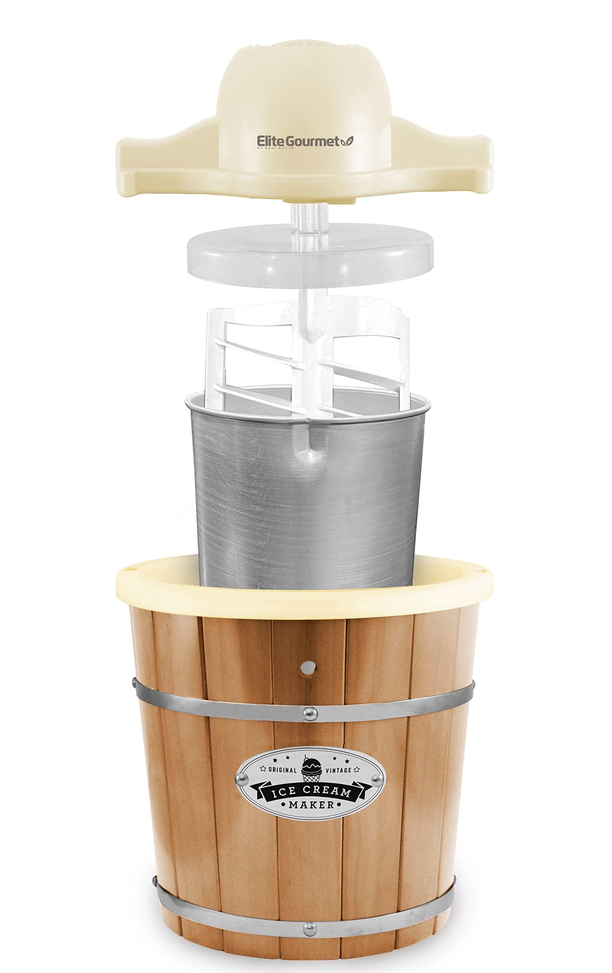 Elite Gourmet EIM-924L electric-paddle enabling smooth churn for creamy texture