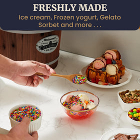 Elite Gourmet EIM949 ice and rock salt setup maintains ideal freezing temperature