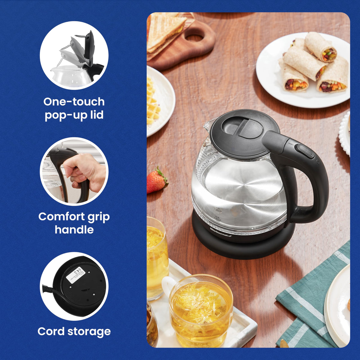 Elite Gourmet EKT1001 BPA free design for safe hot water