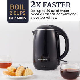 Elite Gourmet EKT1821 360-degree swivel base for cordless serving.