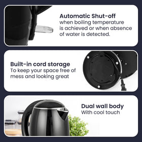 Elite Gourmet EKT1821 cord wrap design keeps counters tidy.