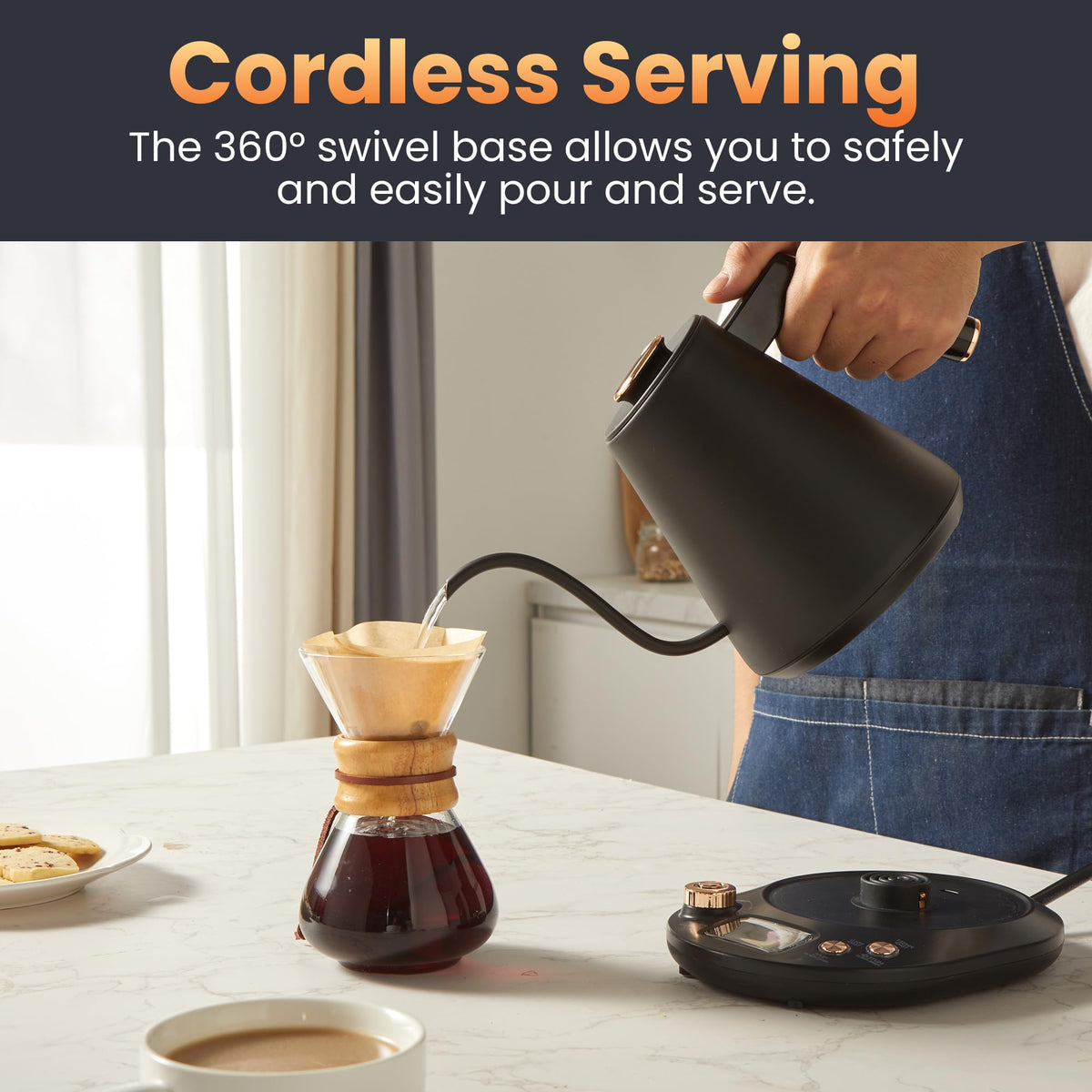 Elite Gourmet EKT3001 cordless base for easy serving