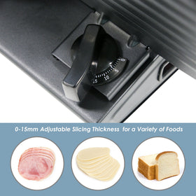 Elite Gourmet EMT-625B with removable blade for easy cleaning after slicing.