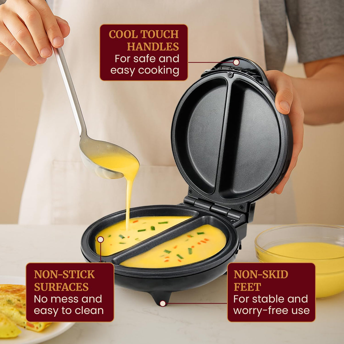 Elite Gourmet EOM205 non-stick surface for easy release and cleanup