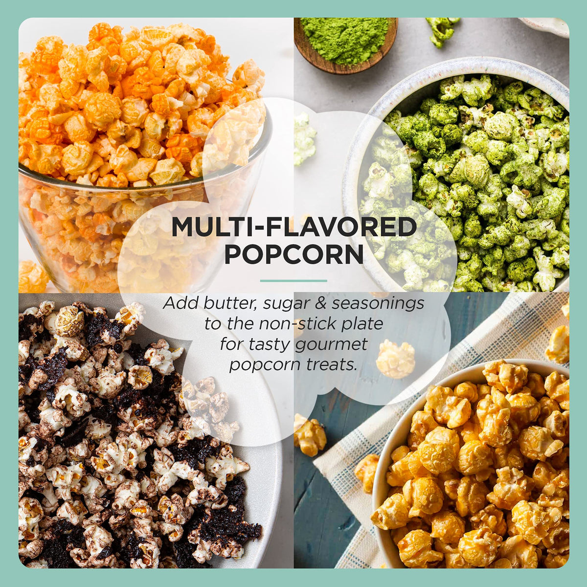 Elite Gourmet EPM330M quick-heat technology delivers faster popcorn.