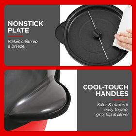 Elite Gourmet EPM330R ceramic nonstick surface eases cleaning after use.