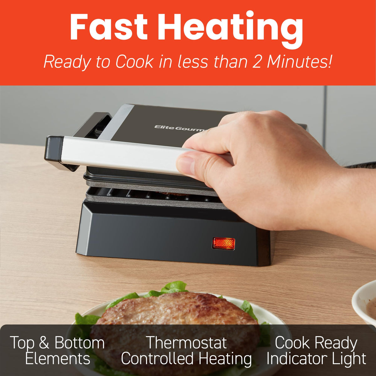 Elite Gourmet EPN160 floating top plate adjusts for thicker bread.