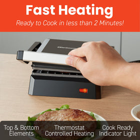 Elite Gourmet EPN160 floating top plate adjusts for thicker bread.