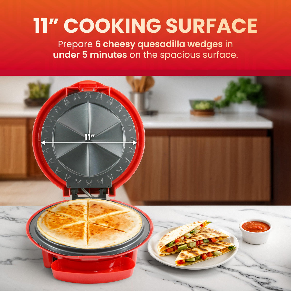 Elite Gourmet EQD-118 nonstick coating for easy cleanup after cheese