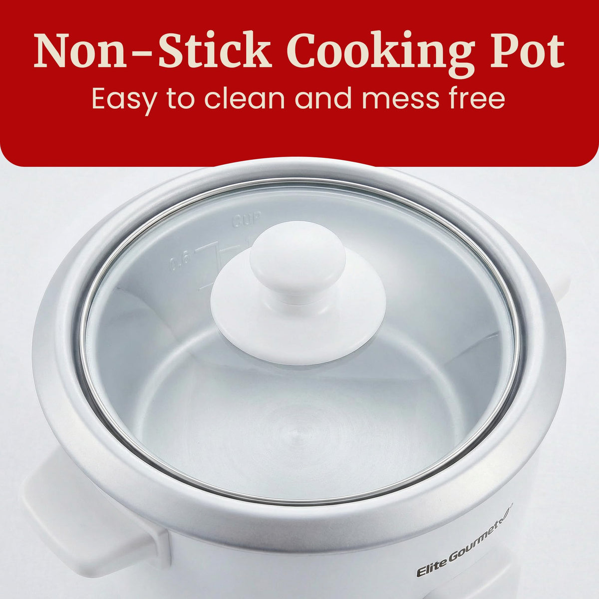 Elite Gourmet ERC-003X keep warm feature keeps rice hot for hours