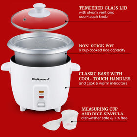 Elite Gourmet ERC-003X measuring cup and spatula included for precise portions