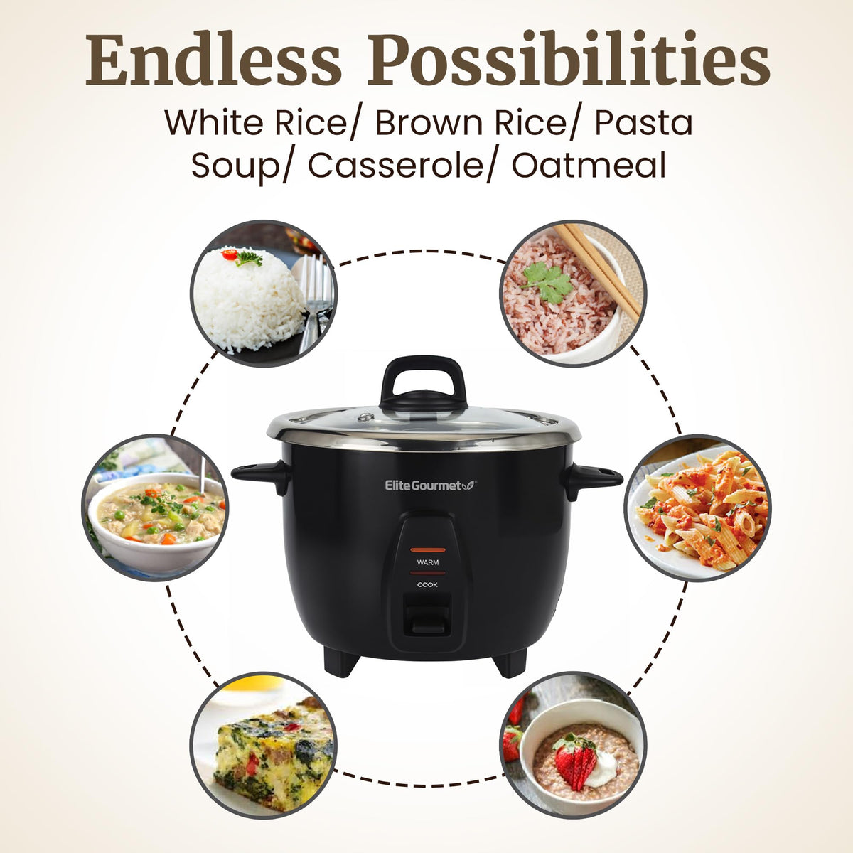 Elite Gourmet ERC2010B multi-purpose cooker for rice and steam meals