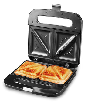 Elite Gourmet ESM2207XSS sandwich maker top view highlighting quick panini sessions.
