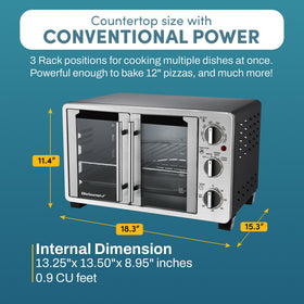 ET2530M fits a 12-inch pizza for convenient weeknight meals.