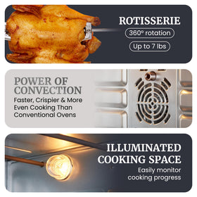 Elite Gourmet ETO-4510M four rack positions for multitasking cooking