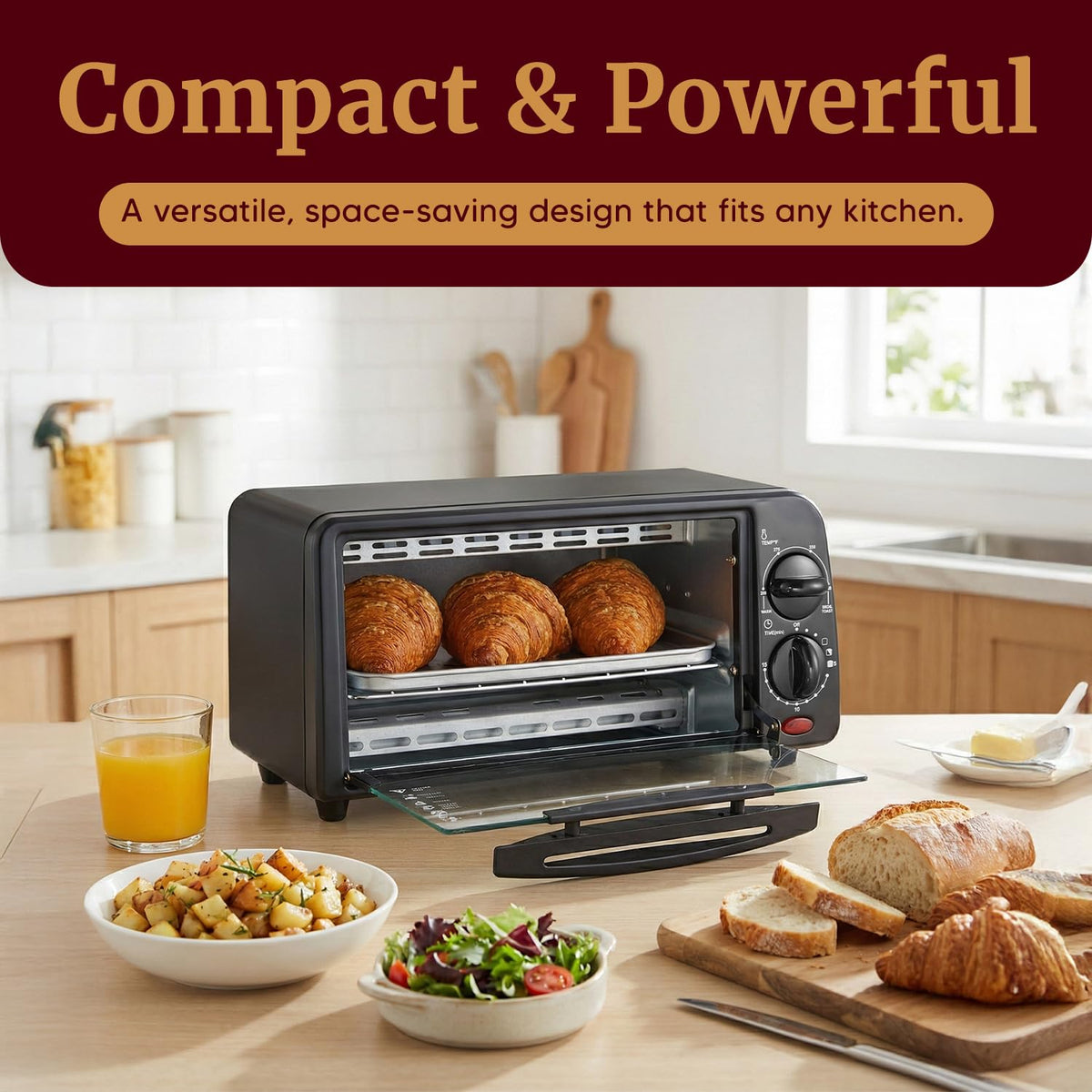 Elite Gourmet ETO236 2-slice toaster oven with rack for quick meals.
