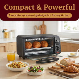 Elite Gourmet ETO236 2-slice toaster oven with rack for quick meals.