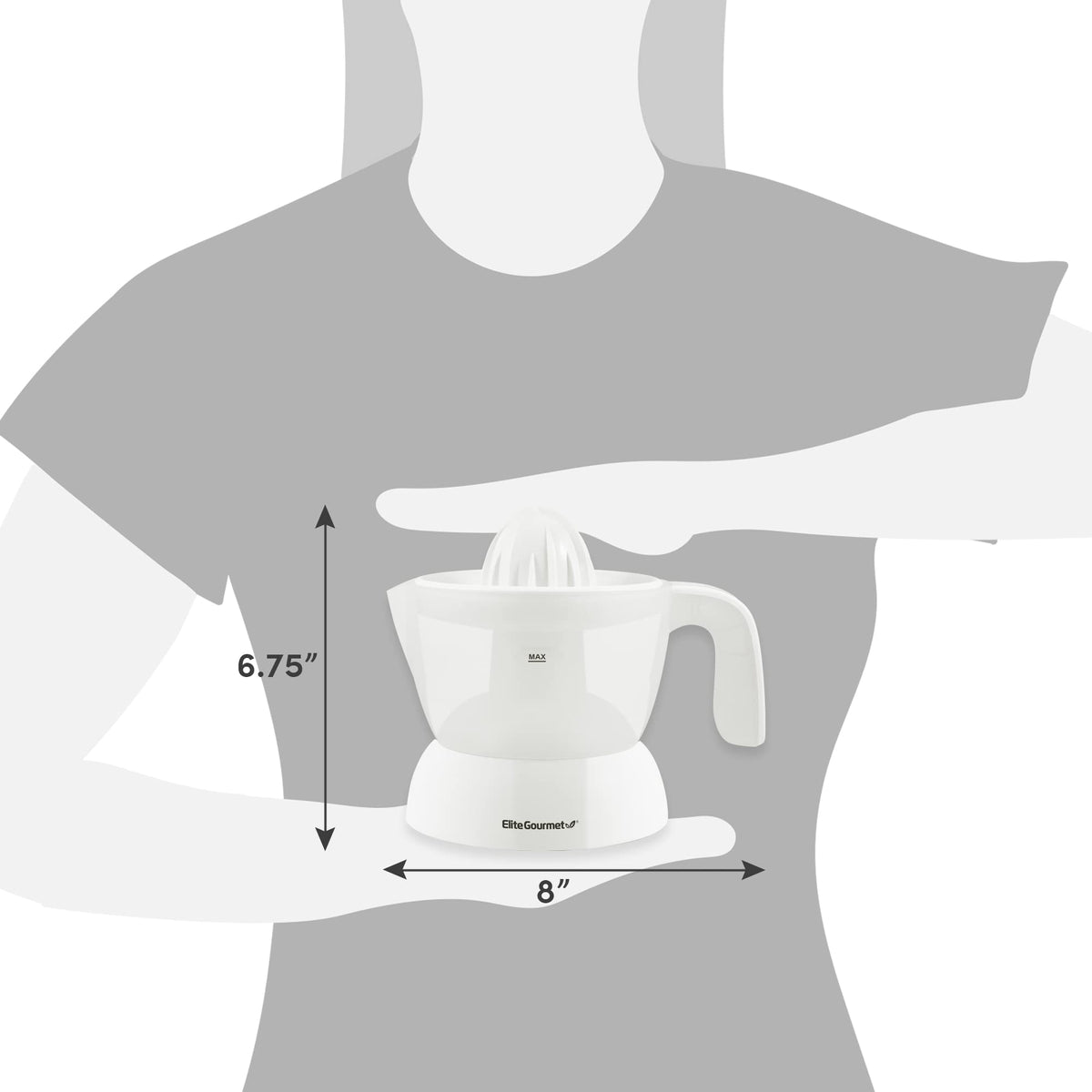 Elite Gourmet ETS-411 white citrus juicer complements modern countertops