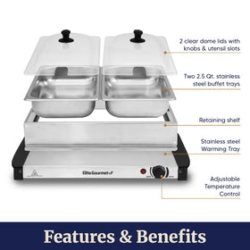 Elite Gourmet EWM-6122 rectangular footprint for compact table setups.