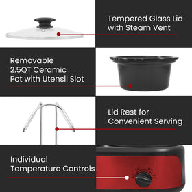 Elite Gourmet EWMST-325R three dishwasher-safe pots simplify cleanup after entertaining.
