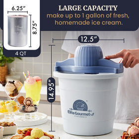Elite Gourmet finished ice cream served from a 4 Qt batch.