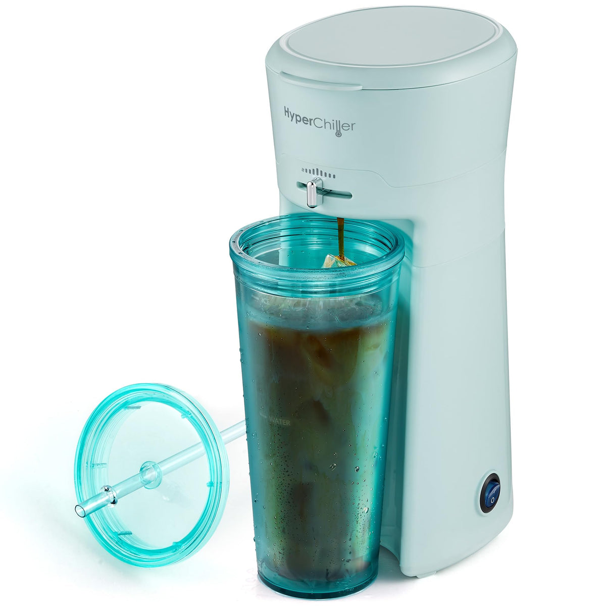 Elite Gourmet HyperChiller iced coffee brew visual, quick refreshing cold drink at home