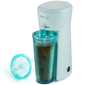 Elite Gourmet HyperChiller iced coffee brew visual, quick refreshing cold drink at home