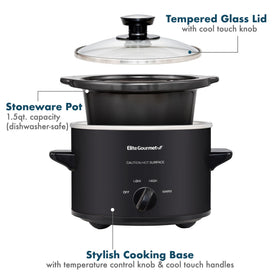 Elite Gourmet MST-250XBX in-use dips and sauces ready to warm