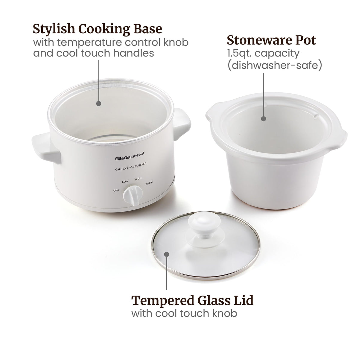 Compact white Elite Gourmet MST-250XW on kitchen counter