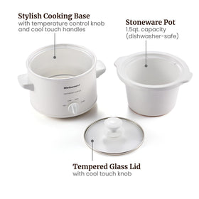 Compact white Elite Gourmet MST-250XW on kitchen counter